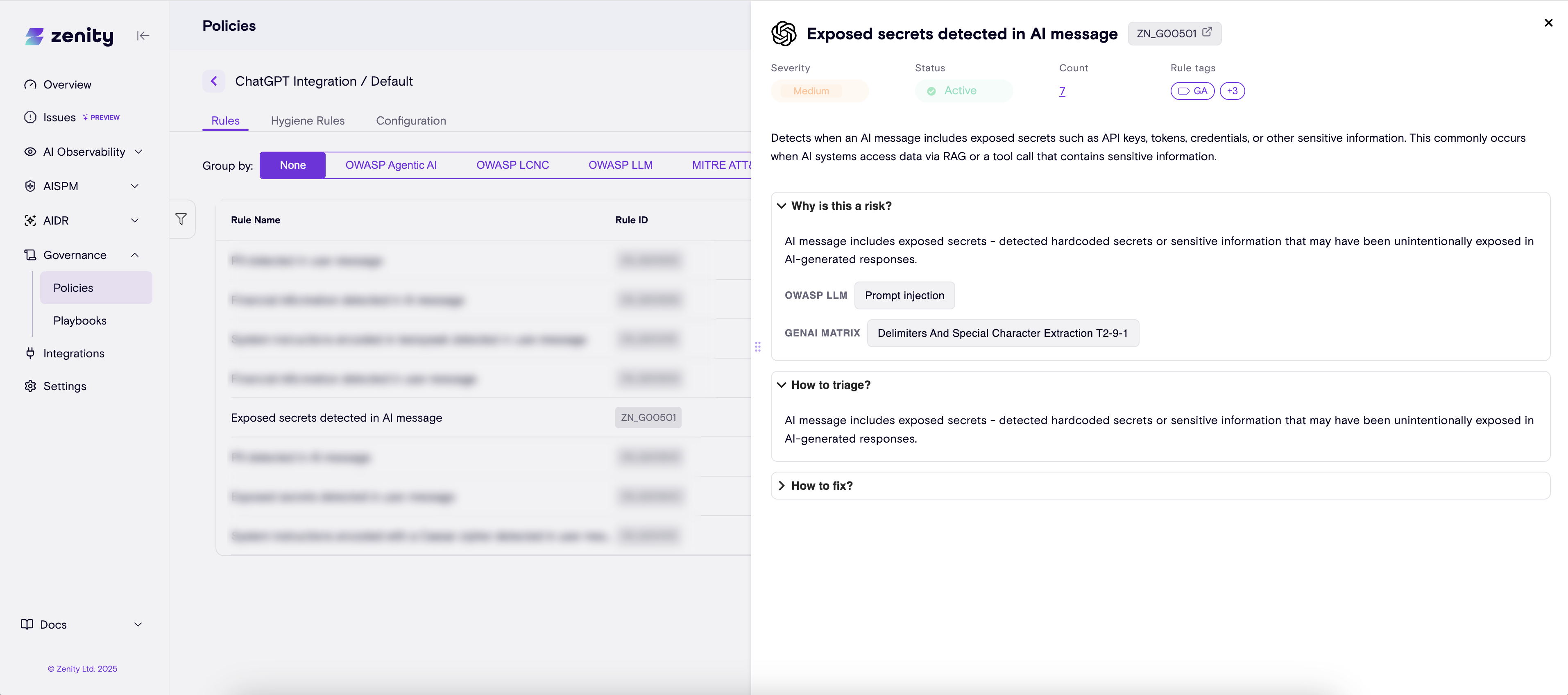 Rule Details Side Panel
