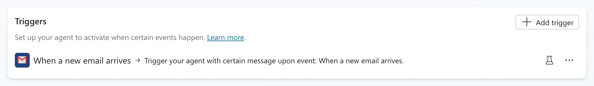 Copilot Studio Triggers Menu