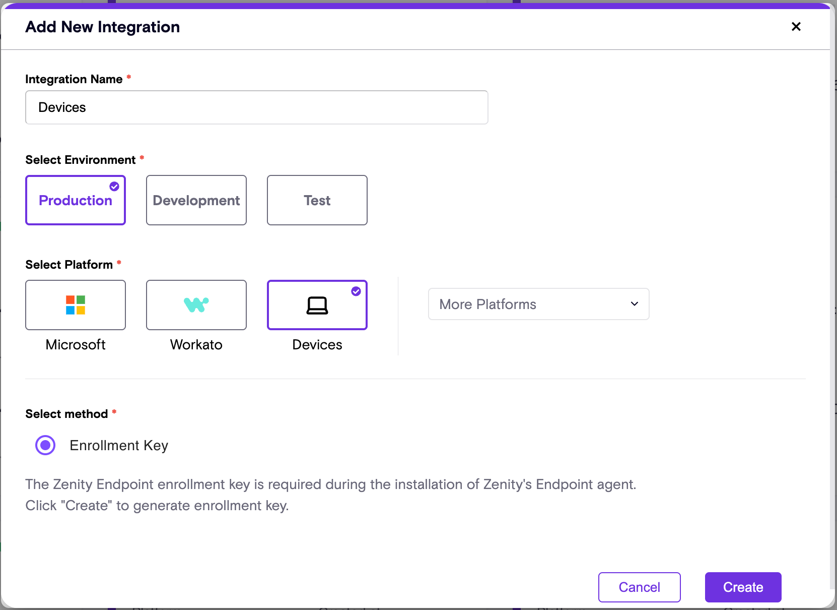 Create Devices Integration