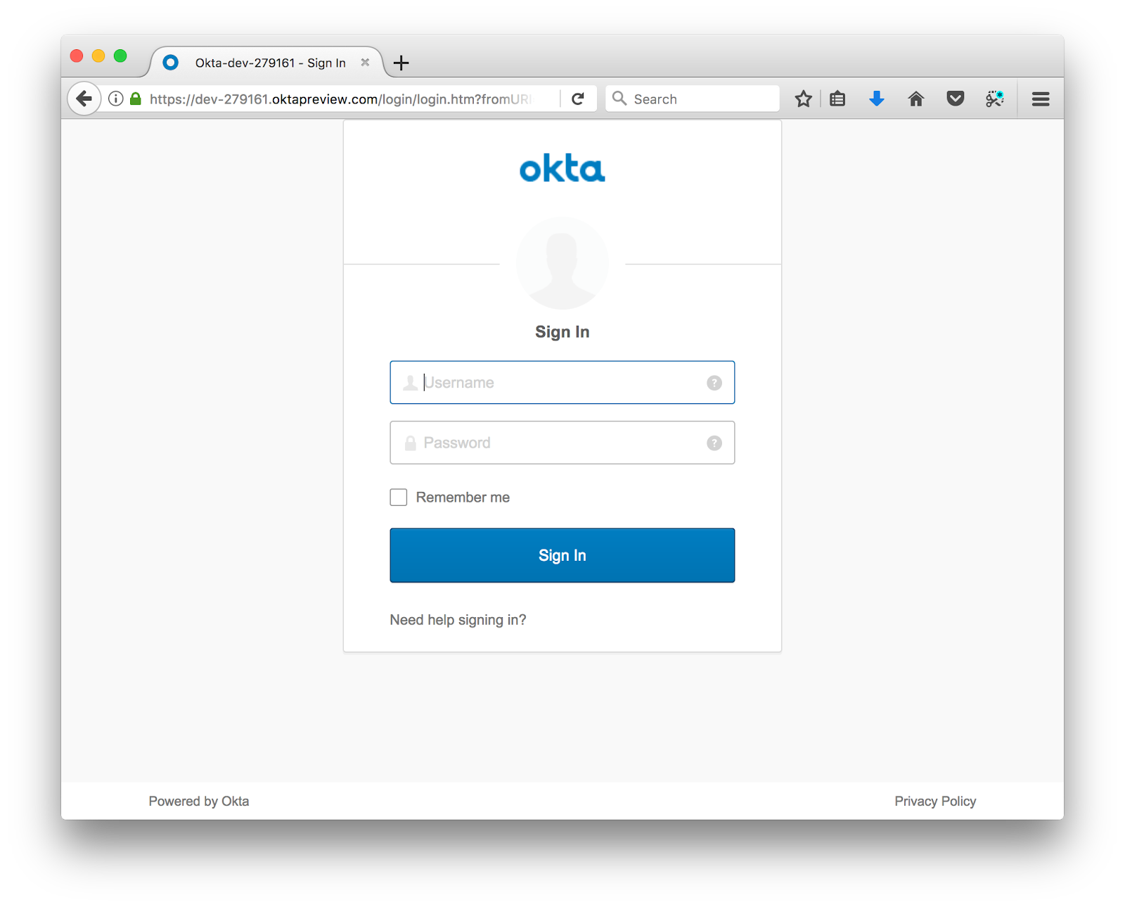 Test login through Okta